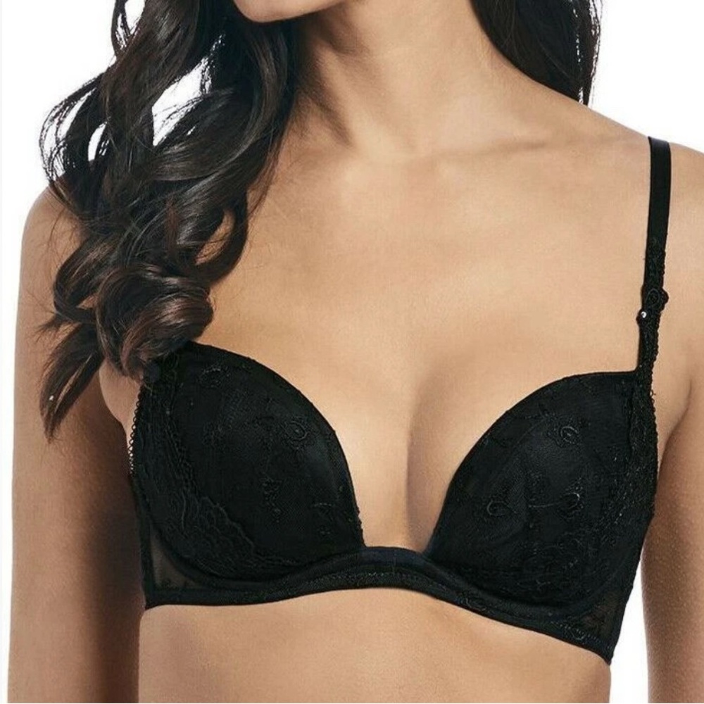 Wacoal Lingerie Opulence Deep Plunge Cleavage Bra Black 133003 Sz 36C